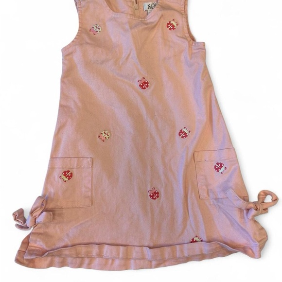 Pink Ladybug Embroidered Kids Casual Dress - Picture 1 of 4